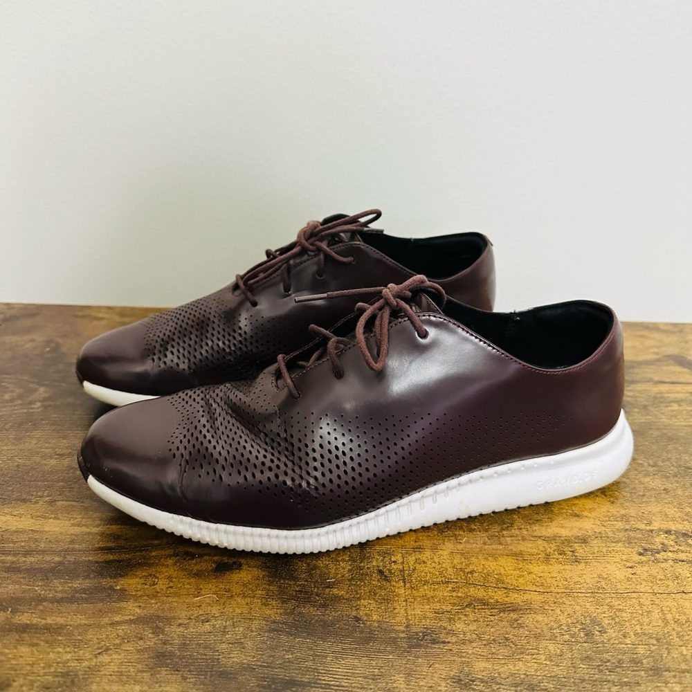 Cole Haan 2. ZeroGrand Laser Wing Oxford Shoes Dark Maroon/Plum Womens Size 8,5 - Picture 2 of 11